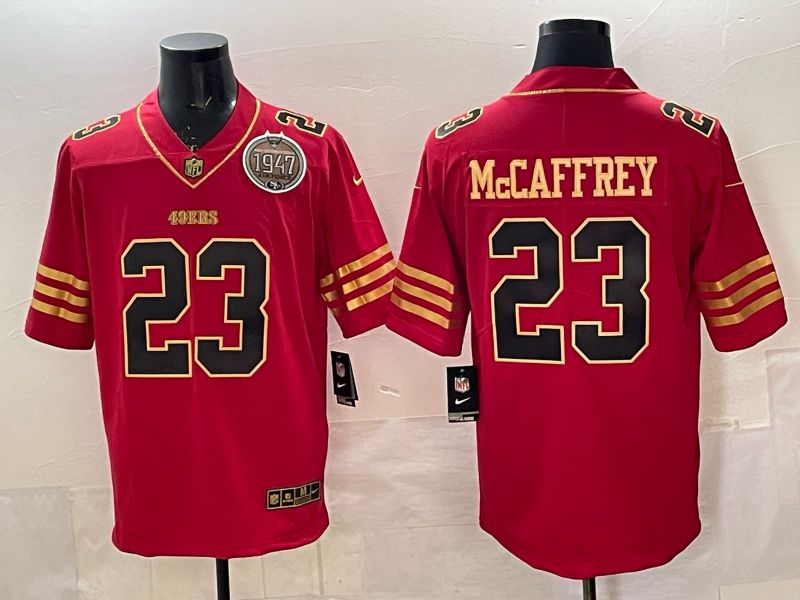 Men 2025 Nike San Francisco 49ers #23 Mcaffrey Red gold 5th generation Limited NFL Jersey 0063->san francisco 49ers->NFL Jersey
